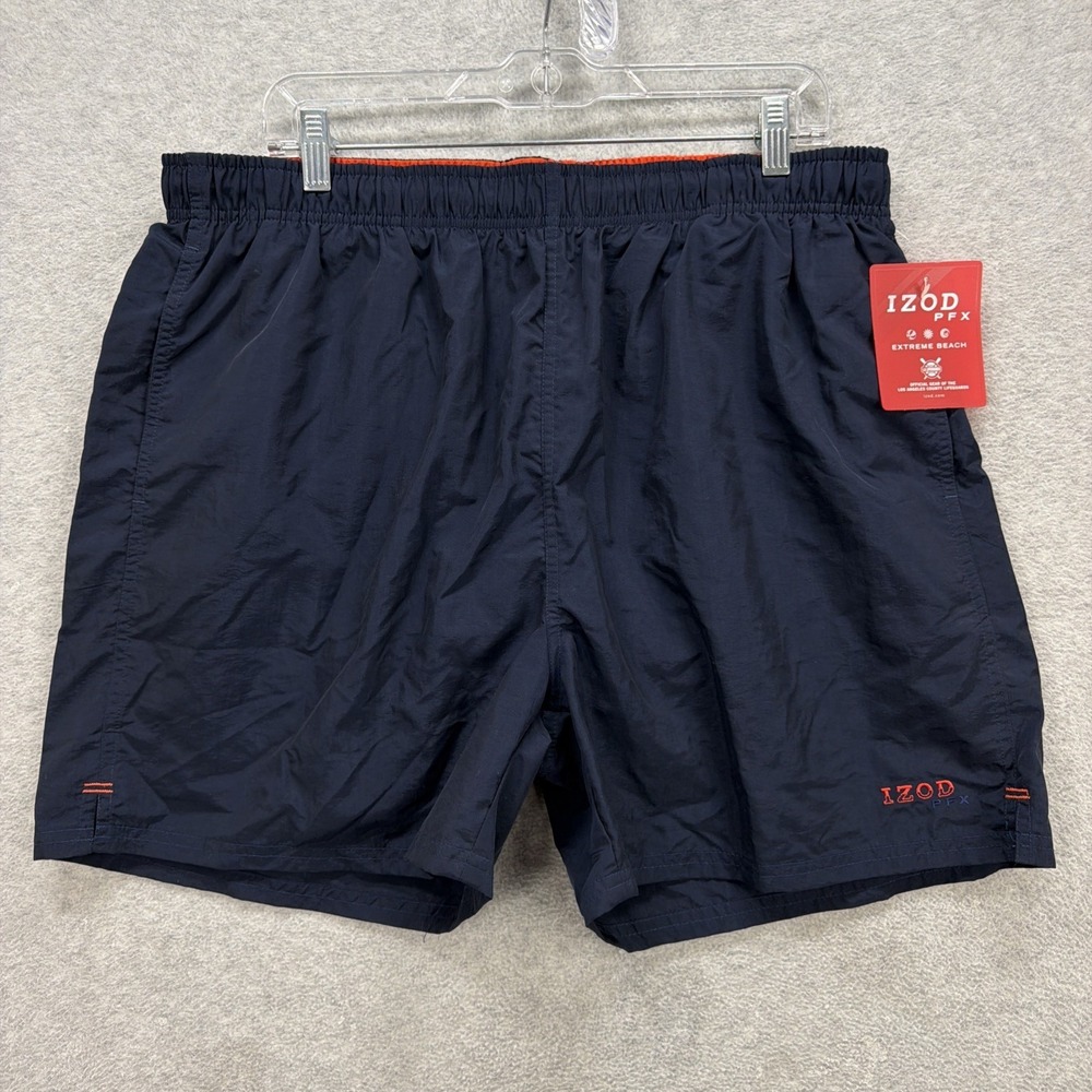 IZOD PFX Swim Shorts Mens XL Blue Surf Perform‎ X Extreme Beach LA Lifeguard NEW